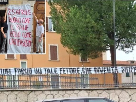Minacce al forno di Ascoli che aveva esposto uno striscione contro il fascismo lo scorso 25 aprile