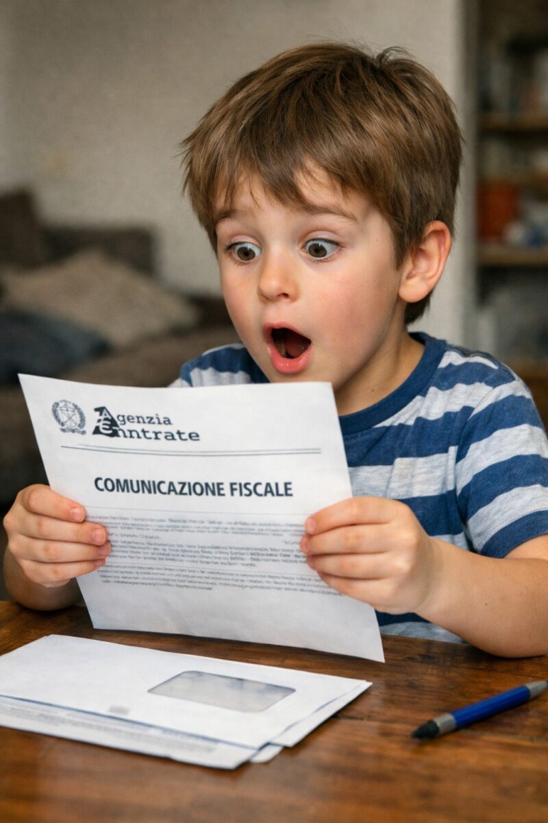 Bambino di 7 anni si vede recapitare una cartella esattoriale per mancato pagamento Irpef