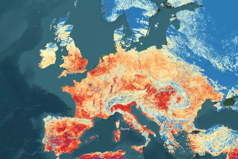 La Terra scotta, l’ondata di caldo improvviso in Europa vista dai satelliti