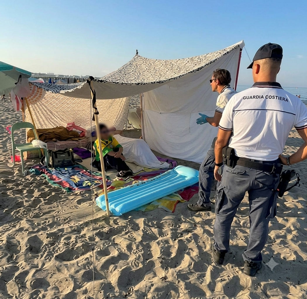 Viareggio, sgomberata spiaggia pubblica da bivacchi e tende irregolari di turisti e cittadini stranieri