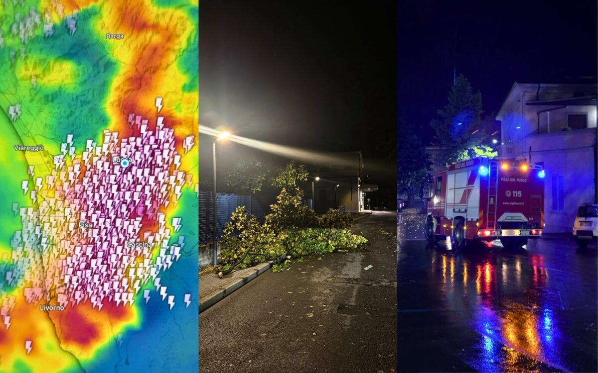Toscana flagellata dal maltempo, vento a 110 km/h: alberi e tetti divelti, blackout e allagamenti, a Lucca un ferito